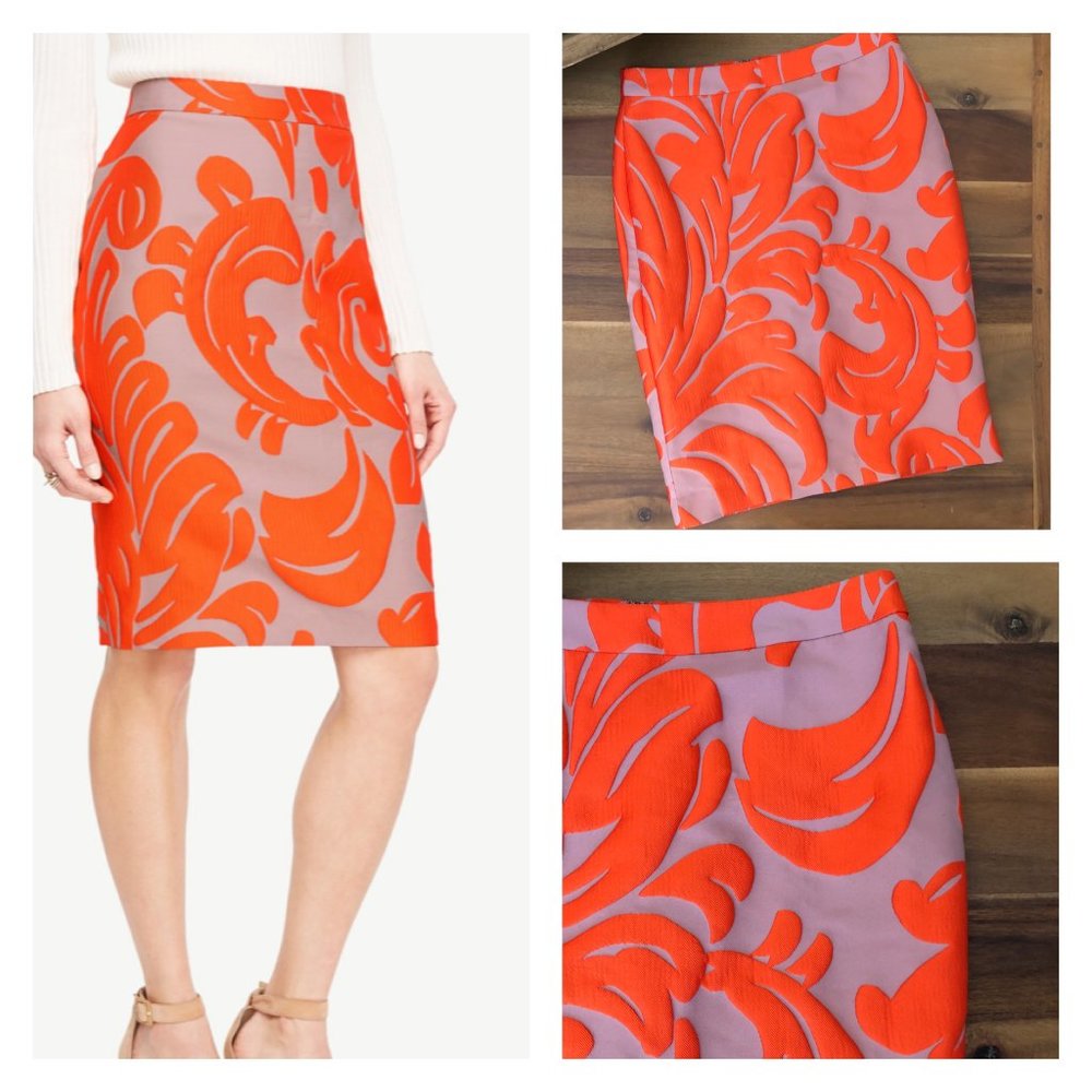 NWT Ann Taylor Curvy Fan Leaf Pencil Skirt Size 4